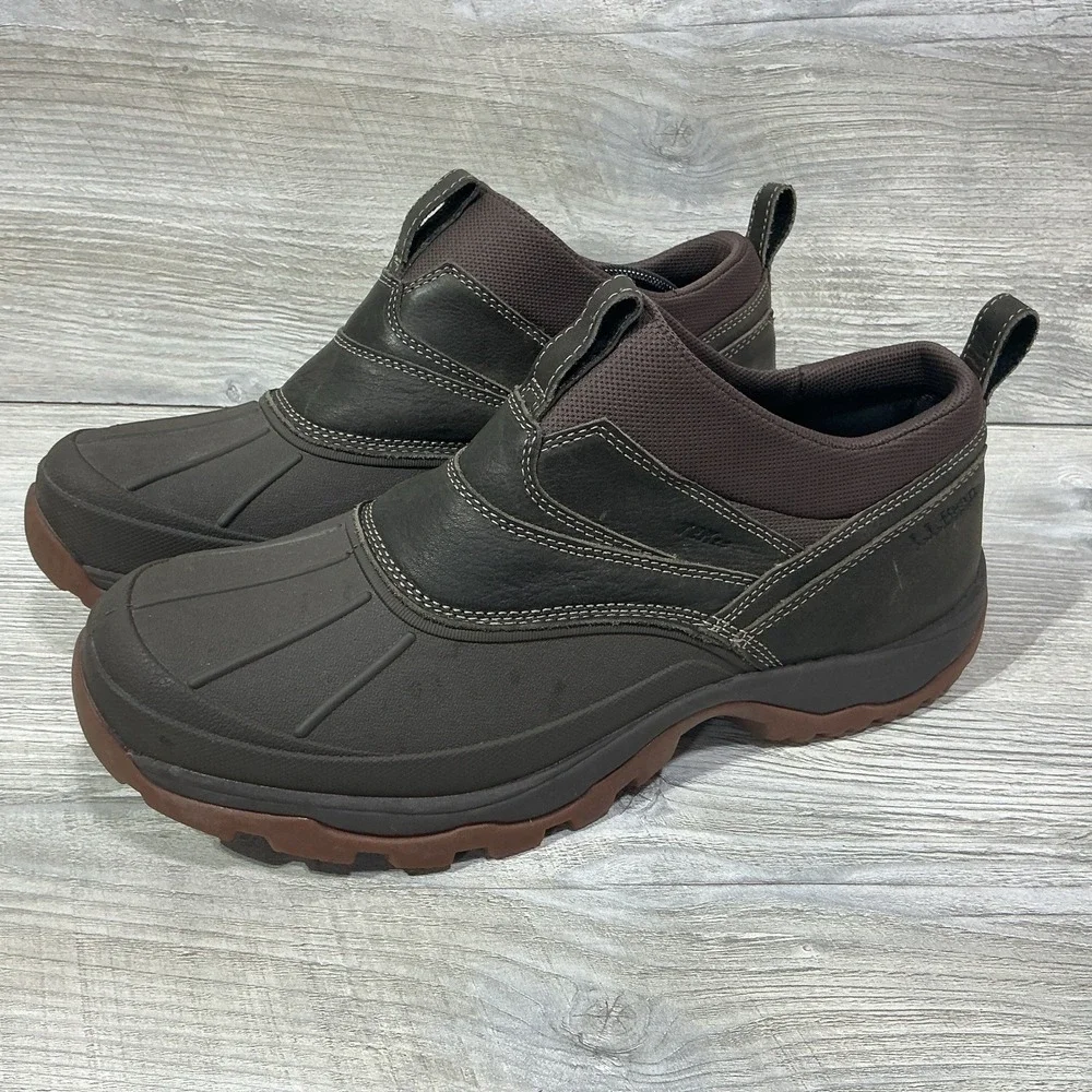 LL Bean TEK 2.5 Storm Chaser 507173 Low Slip on Dark Brown Leather Duck Boot 13M